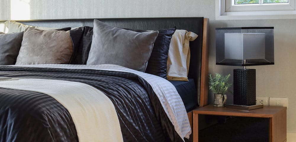 stylish bedroom interior decorative with modern bedside table la