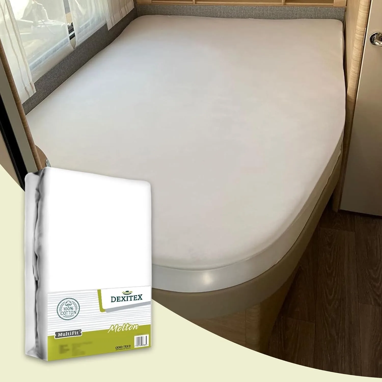 Molton matrasbeschermer Frans bed - rechts