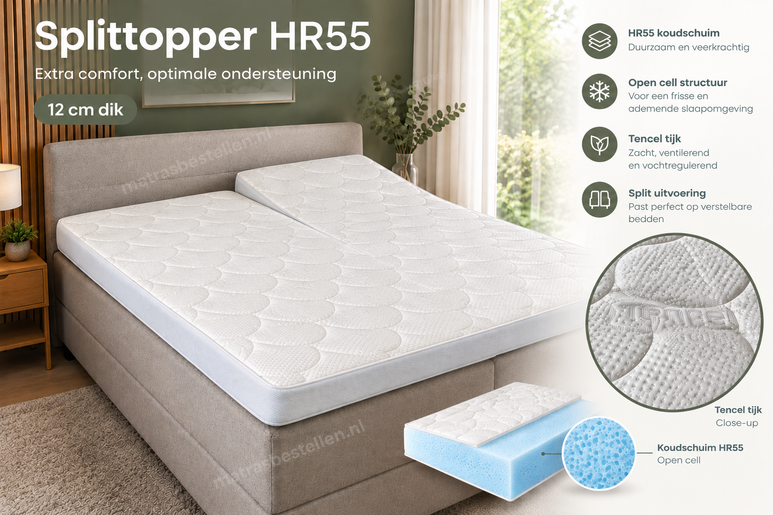 Tencell topper HR55 12 cm - Split
