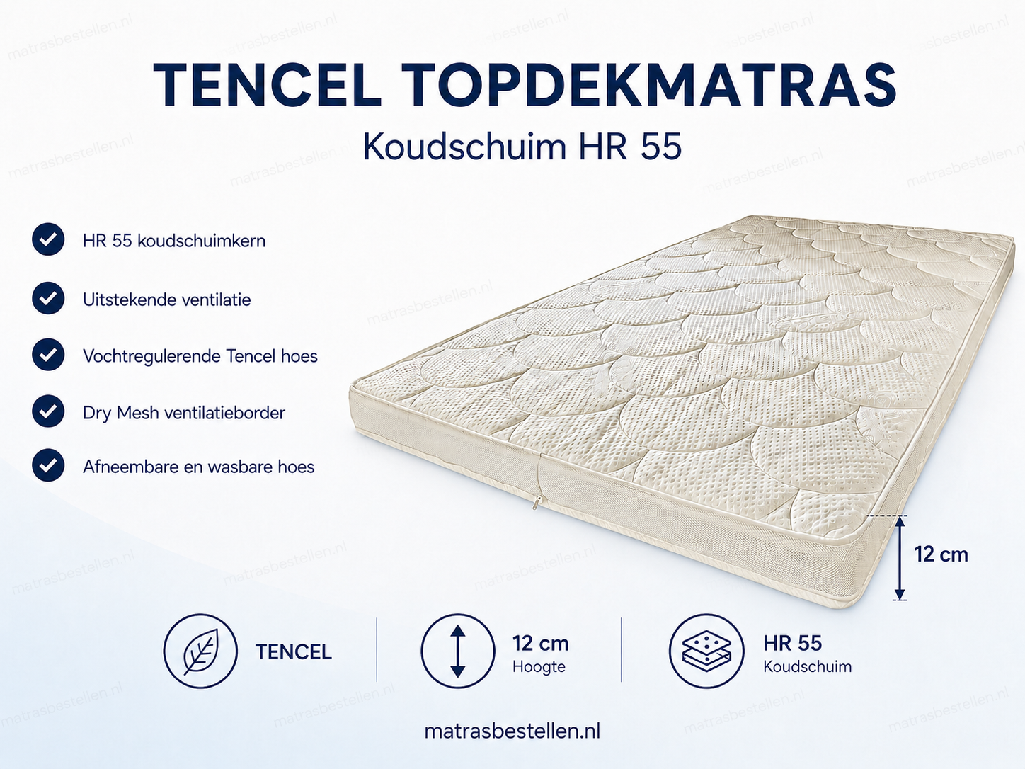 TENCEL® Lux - topper HR55 - 12 cm
