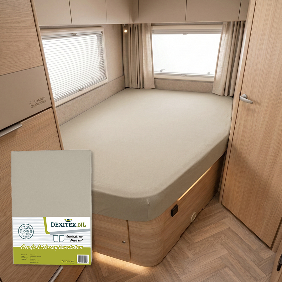 Jersey hoeslaken Frans bed wit,lichtgrijs,zand of antraciet - rechts