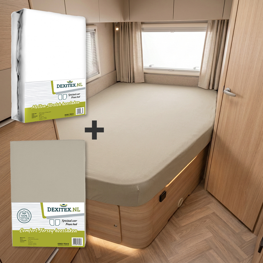 Textielpakket Frans bed - 1 hoeslaken en 1 molton - rechts