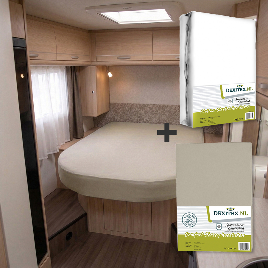 Textielpakket Queensbed/Eilandbed - 1 molton met 1 jersey hoeslaken