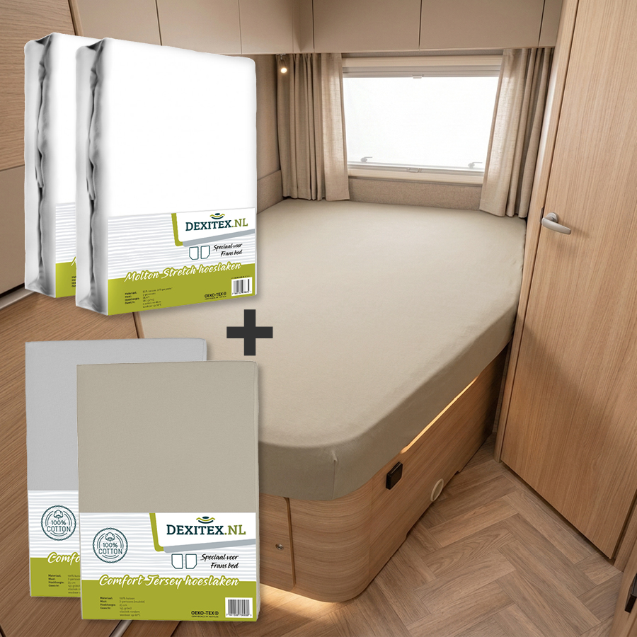 Textielpakket Frans bed - 2 moltons en 2 hoeslakens - rechts