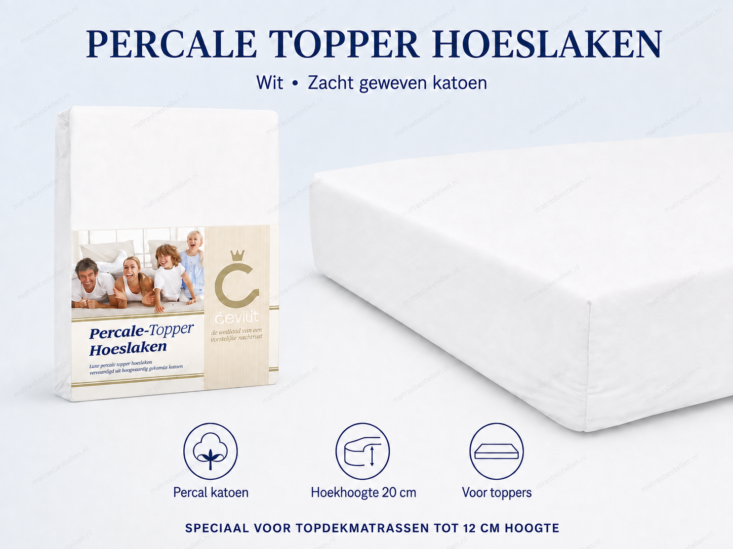 CEVILIT Perkal Hoeslaken speciaal voor topper