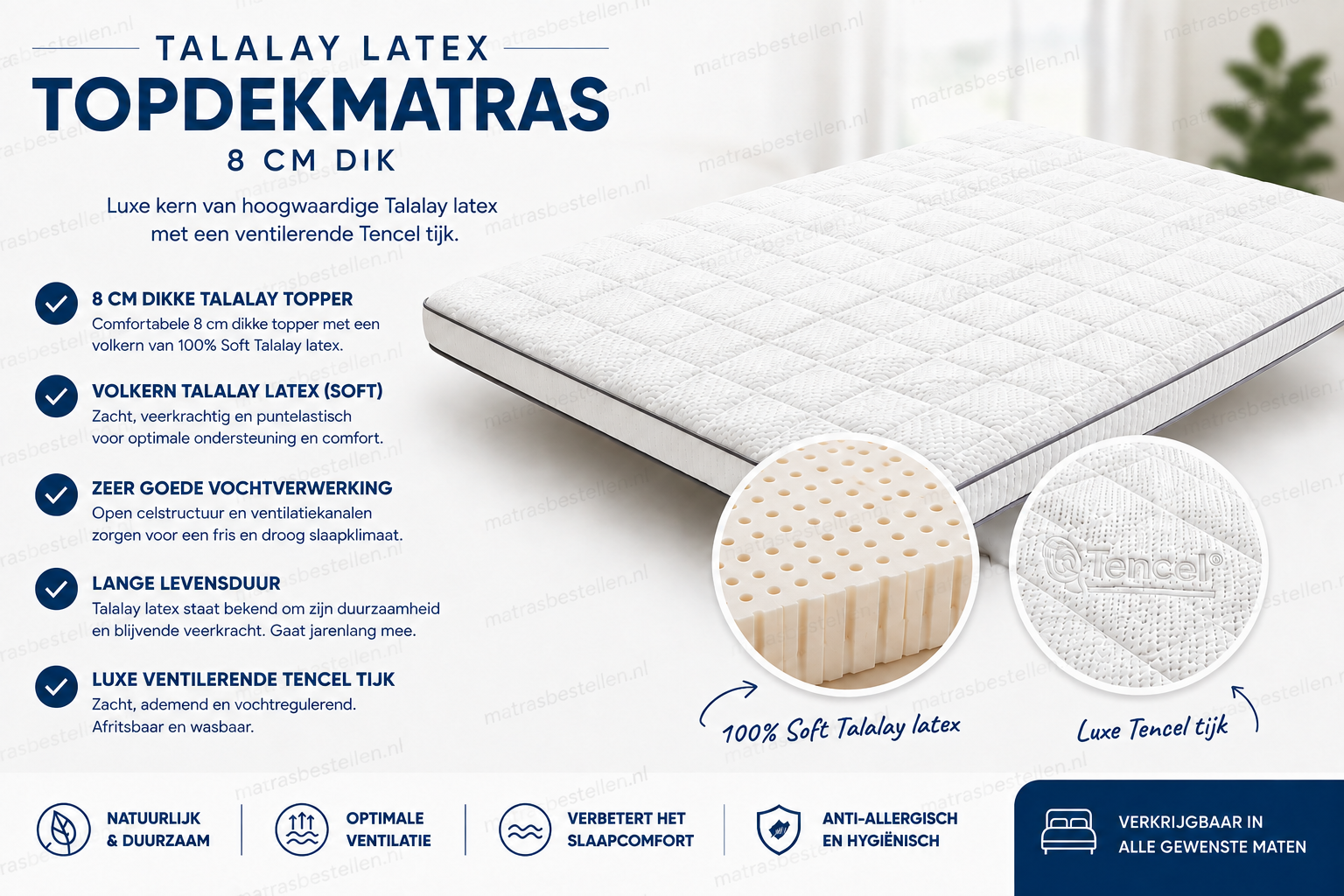 Talalay de luxe topper - Tencell 8cm