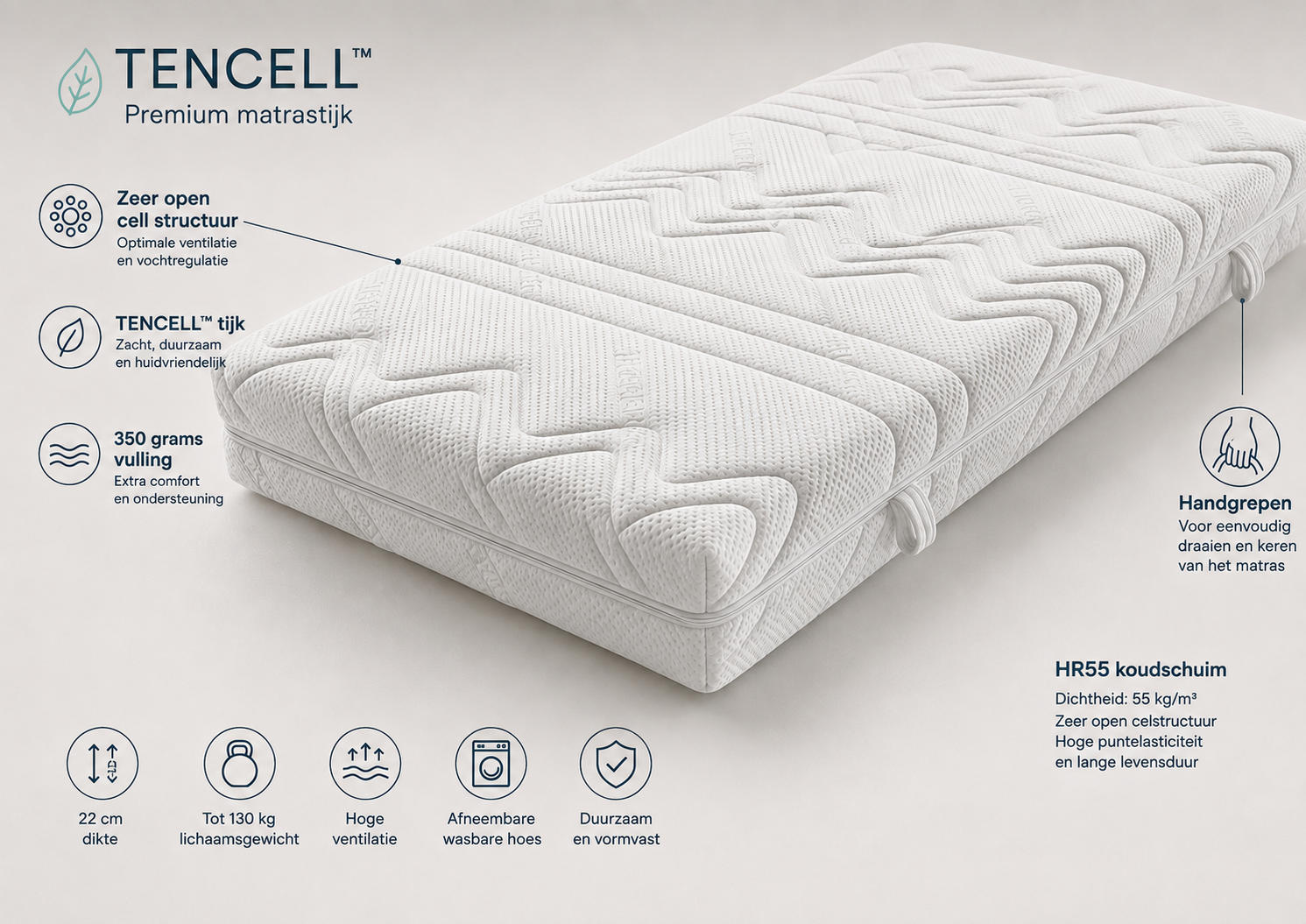 Tencell HR55+ de luxe matras koudschuim
