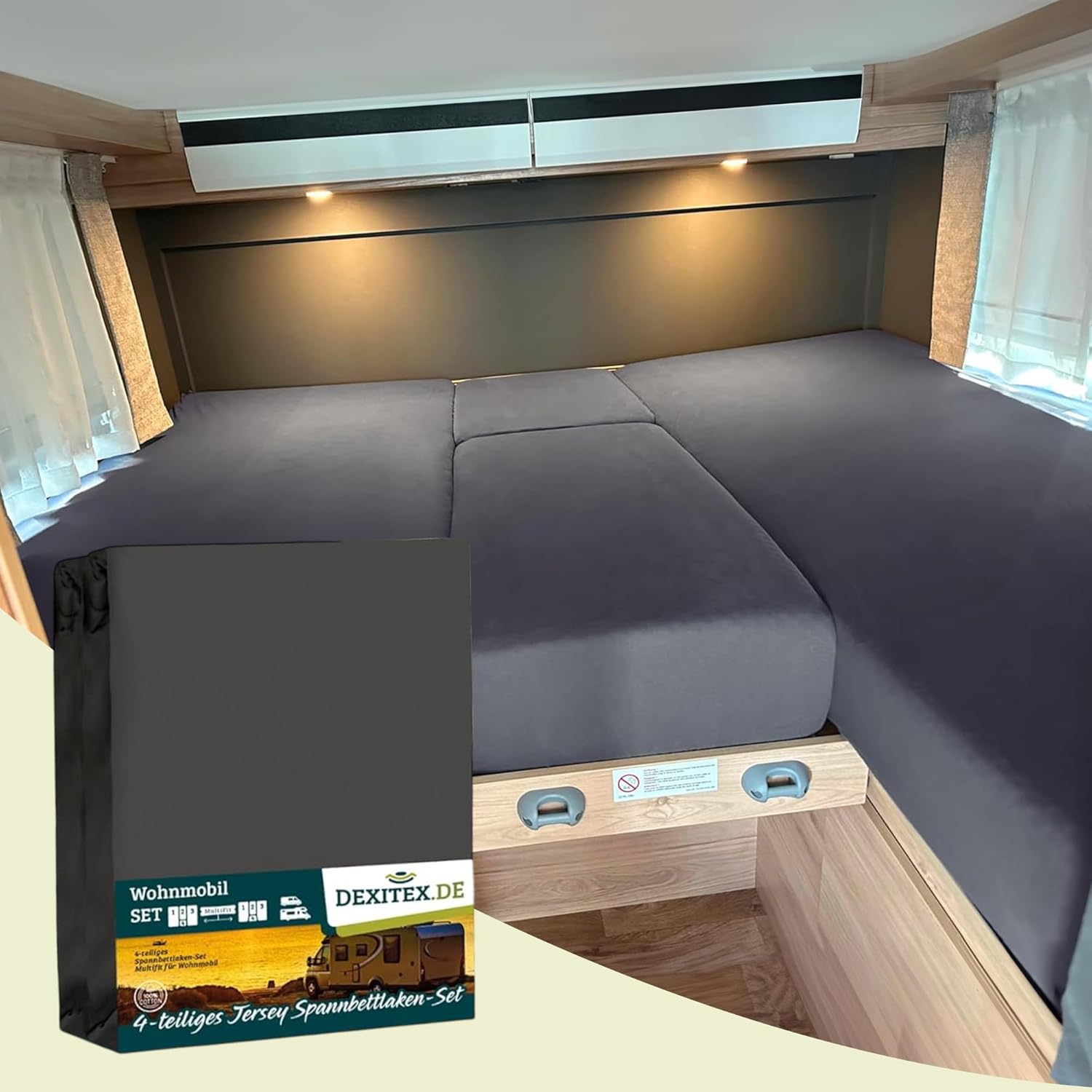 Jersey hoeslakenset - 4 delig met midden matras