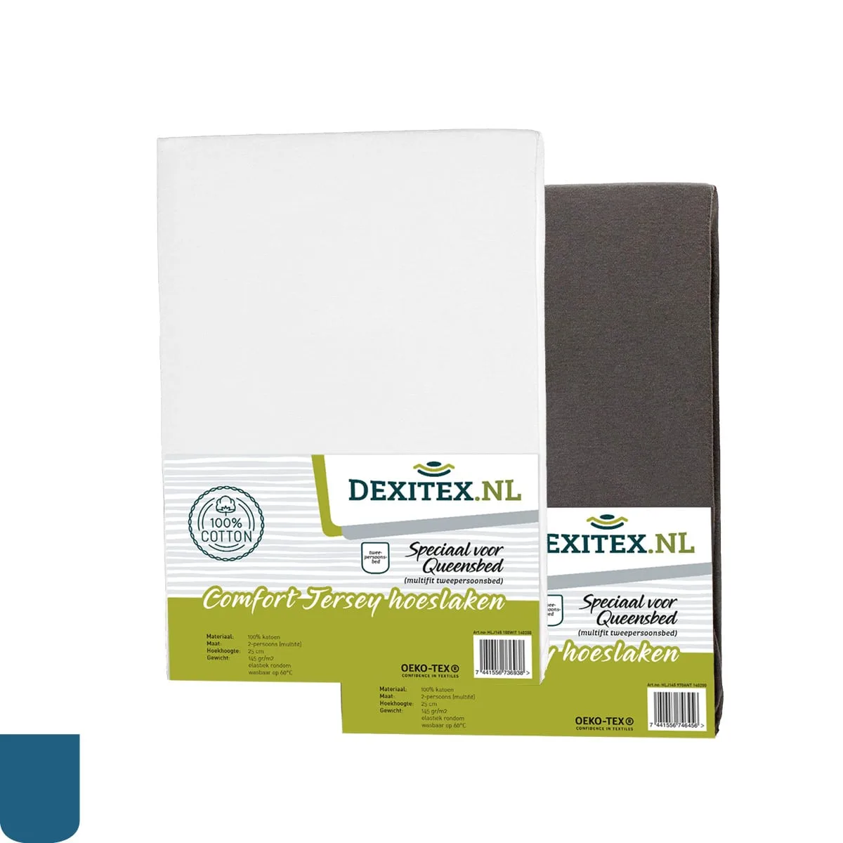 Queensbed/Eilandbed Jersey hoeslaken - wit, lichtgrijs of antraciet
