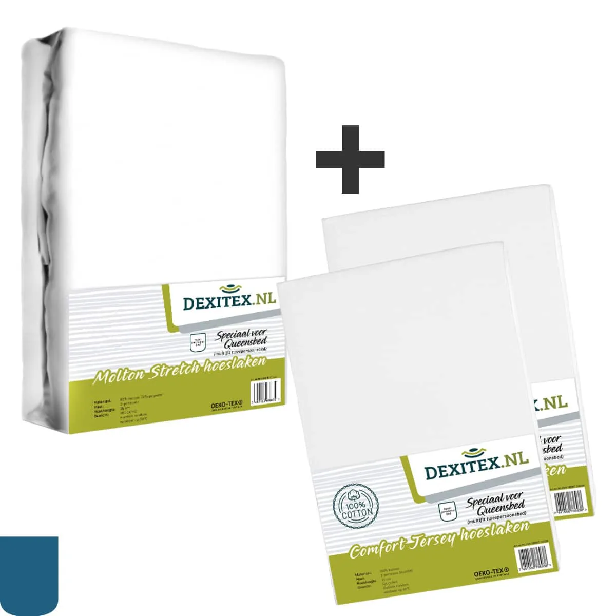 Textielpakket Queensbed/Eilandbed - 1 molton met 2 jersey hoeslakens