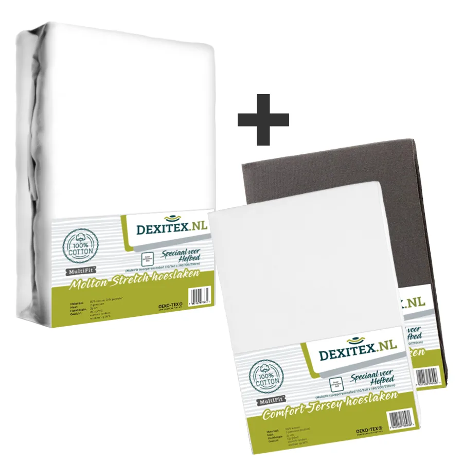 Textielpakket Hefbed 1 Molton + 2 Jersey hoeslakens