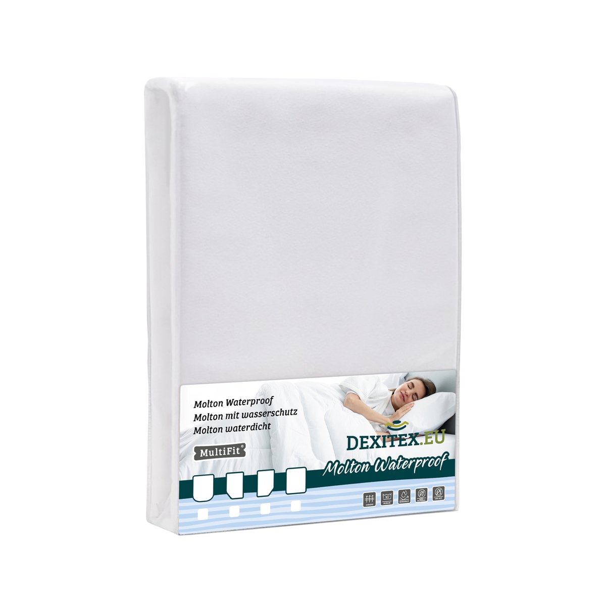 Waterdichte molton matrasbeschermer Frans bed - links