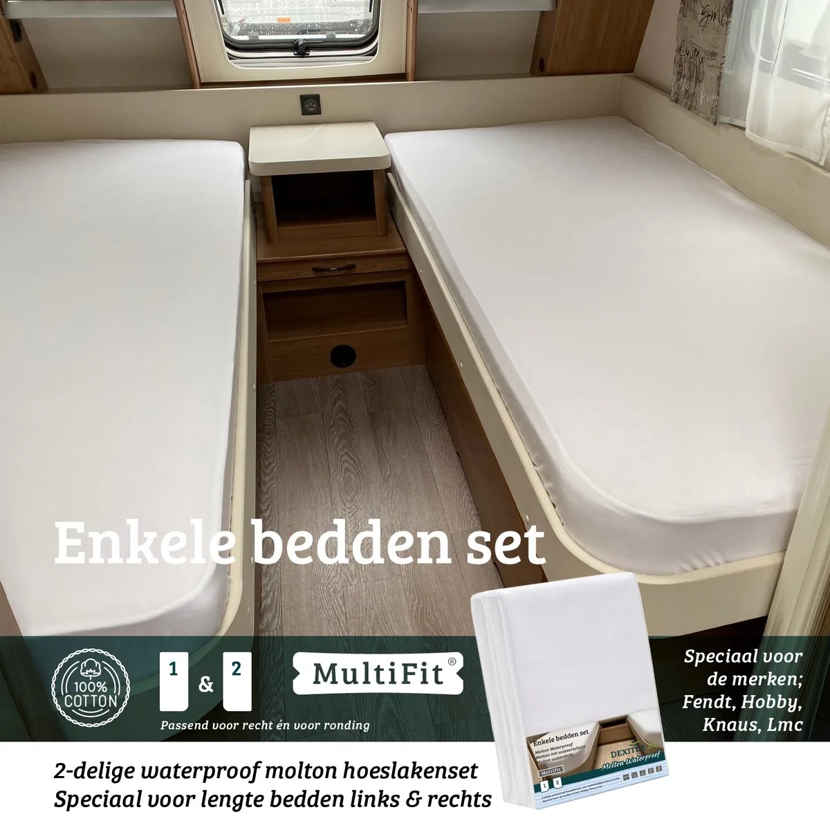Enkele bedden Molton Waterdicht hoeslakenset 2 delig