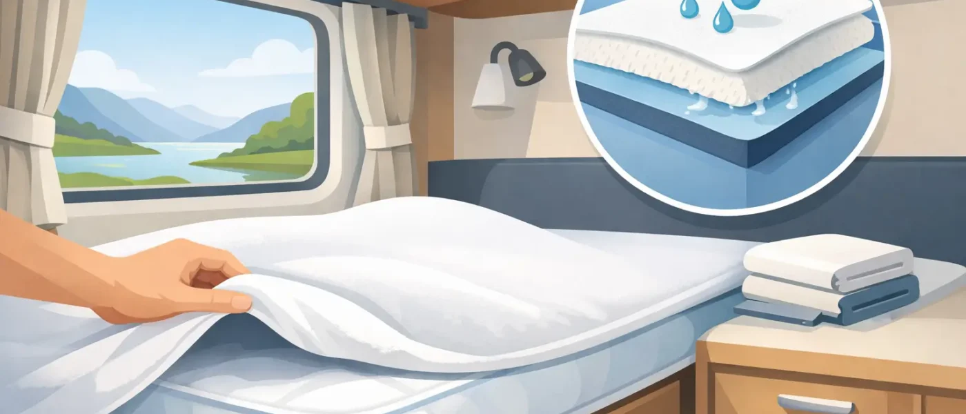 Molton caravan matras beschermer kiezen