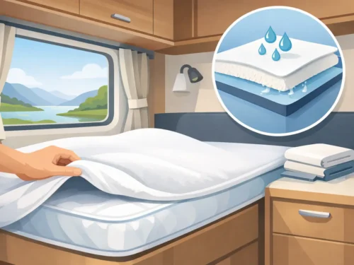 Molton caravan matras beschermer kiezen