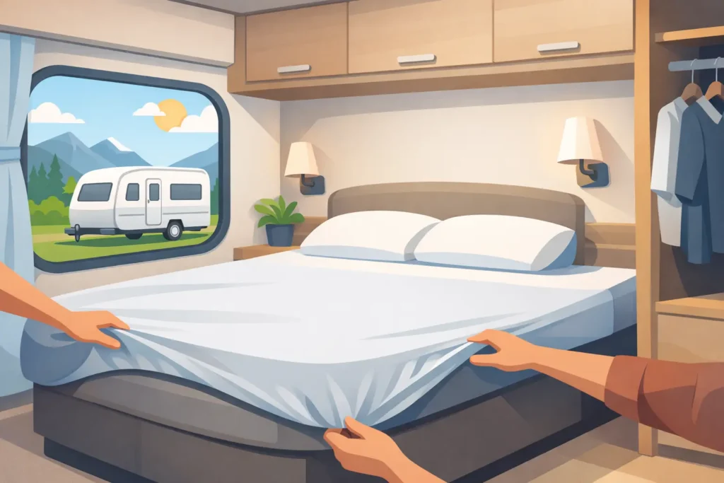 Past een standaard hoeslaken in de caravan?