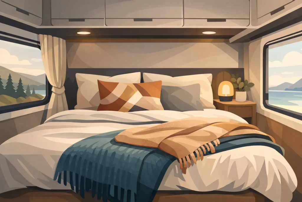 Frans bed in camper: kies textiel dat wél past