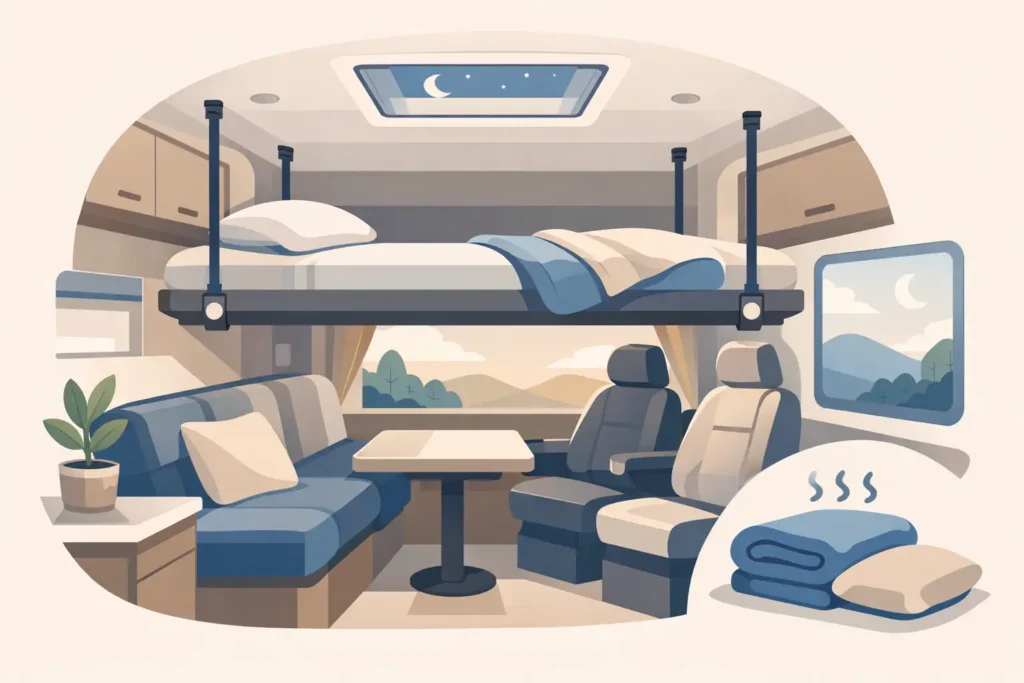 Hefbed comfortabeler maken in de camper