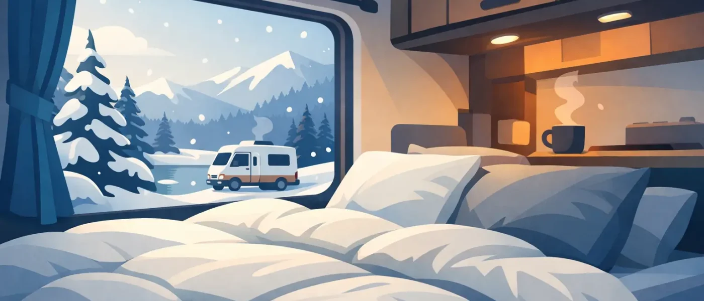 Het juiste dekbed voor de camper in de winter