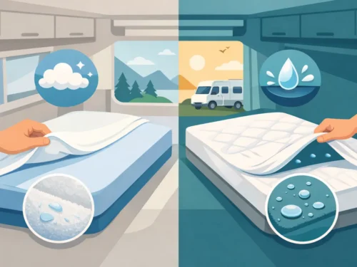 Molton versus matrasbeschermer in de camper