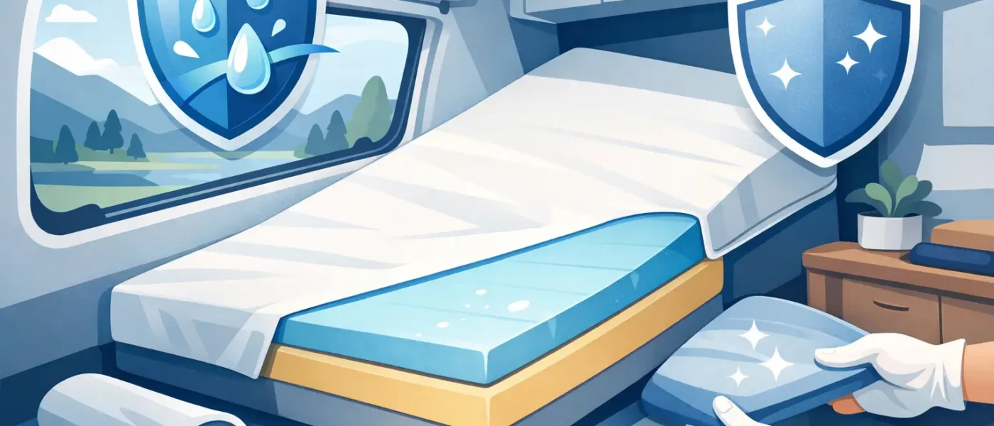 Schuine caravanmatras correct beschermen