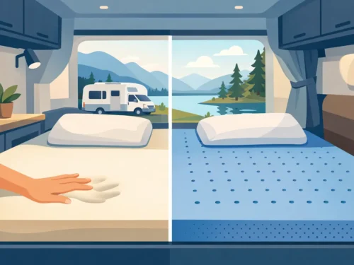 Traagschuim of koudschuim topper in camper?