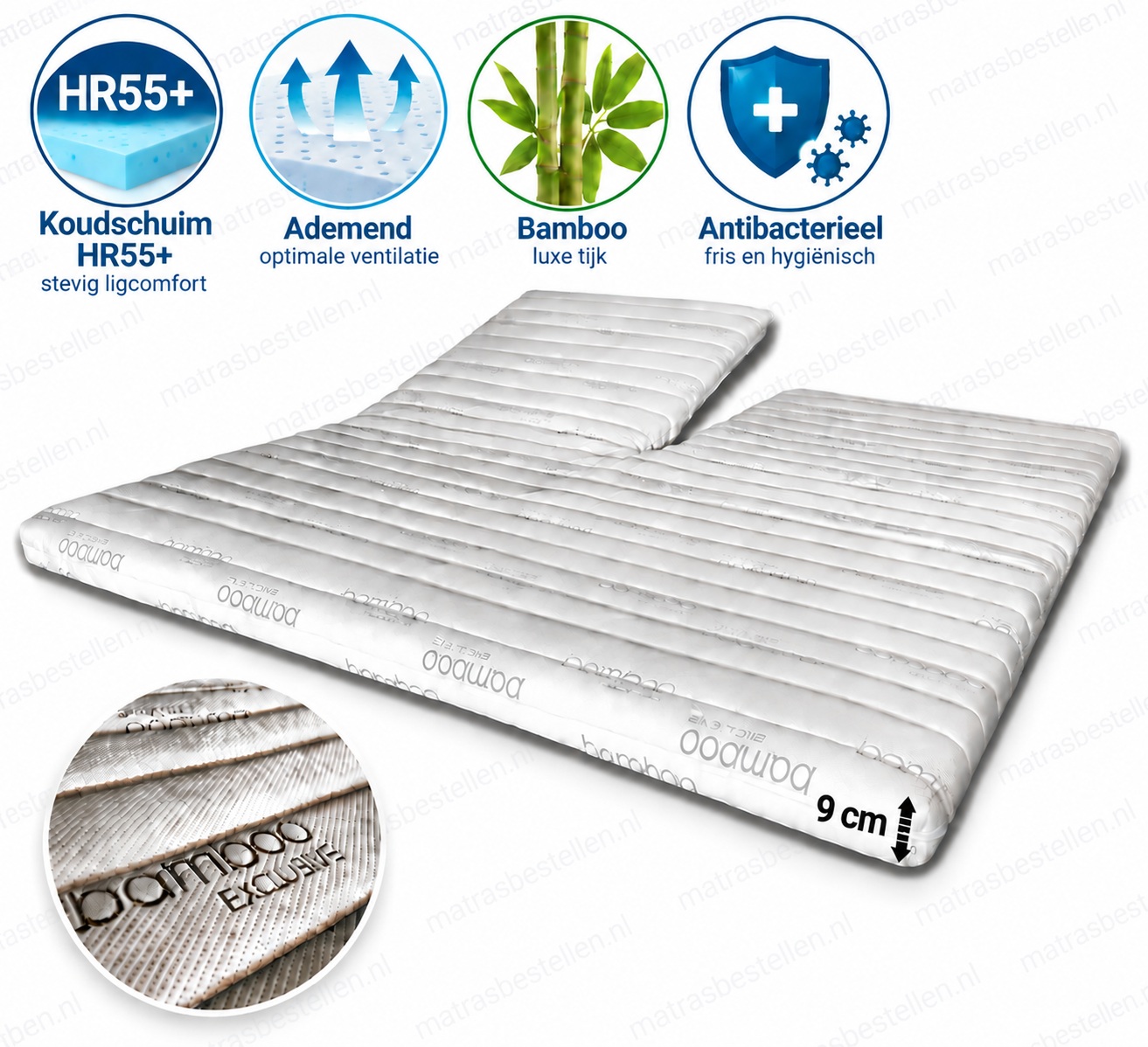 HR55+ Koudschuim Split Topper BAMBOO 9 cm |