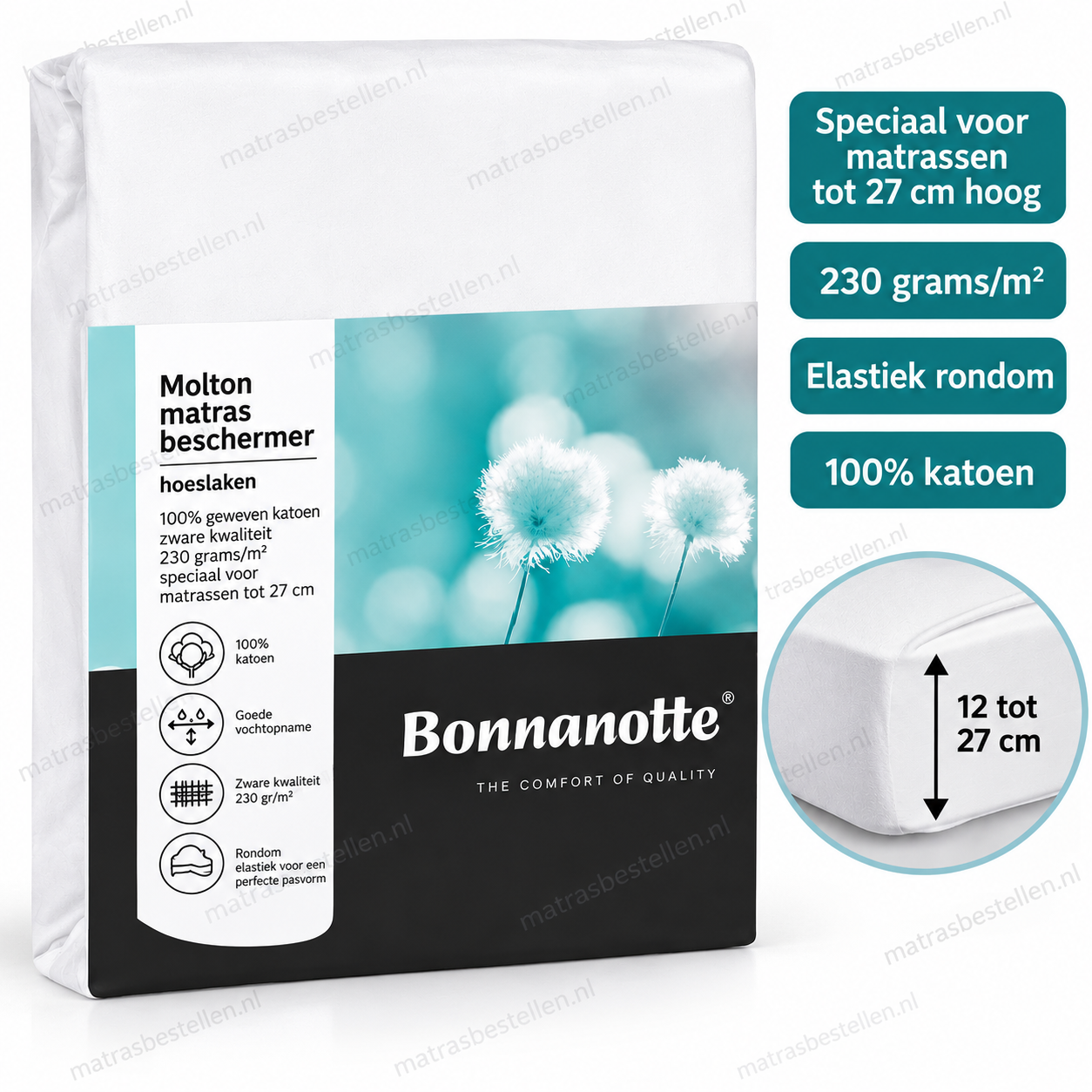 Molton voor matras,geweven 230 grams