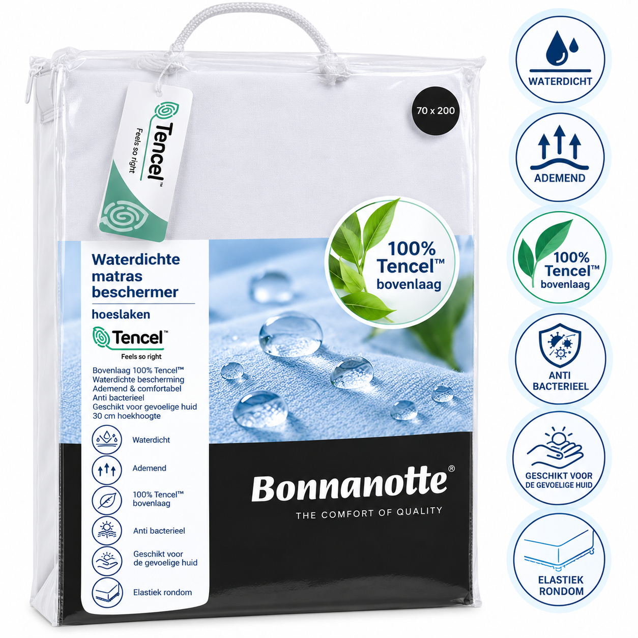 Waterdichte molton matrashoes,Tencell luxe