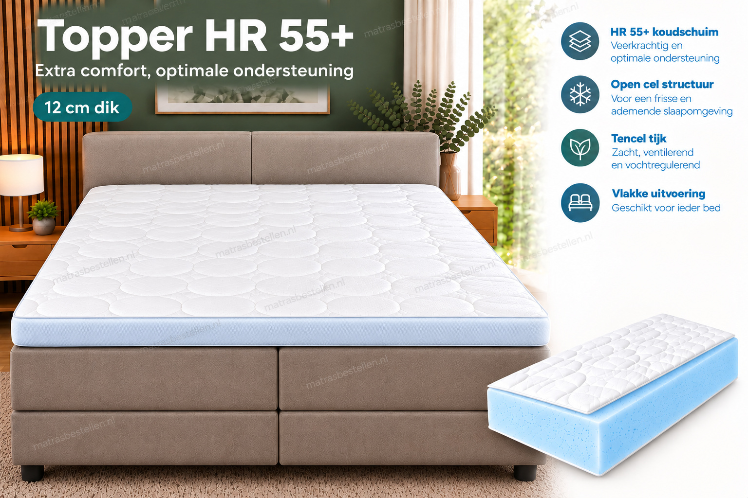 TENCEL® Lux HR55 - topper - 12 cm