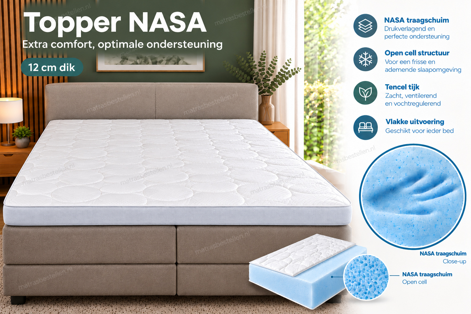 TENCEL® Luxe NASA - topper - 12 cm drukverlagend