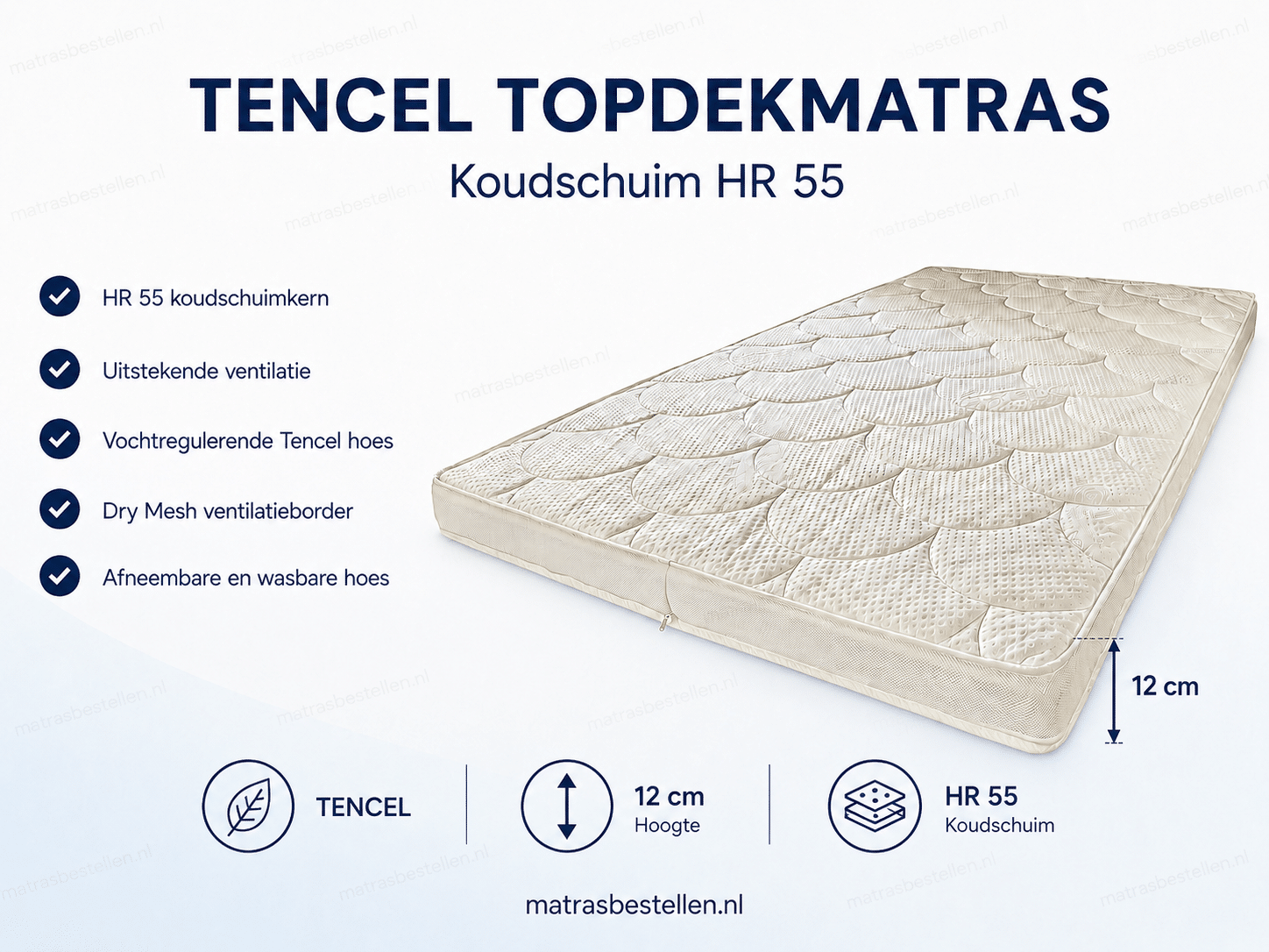 TENCEL® Lux HR55 - topper - 12 cm